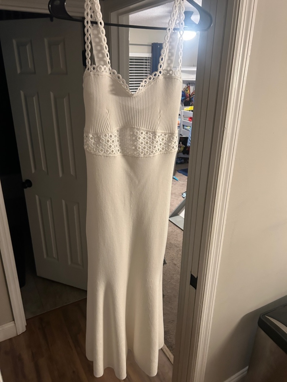 Express White Eyelet-Trim Maxi Dress